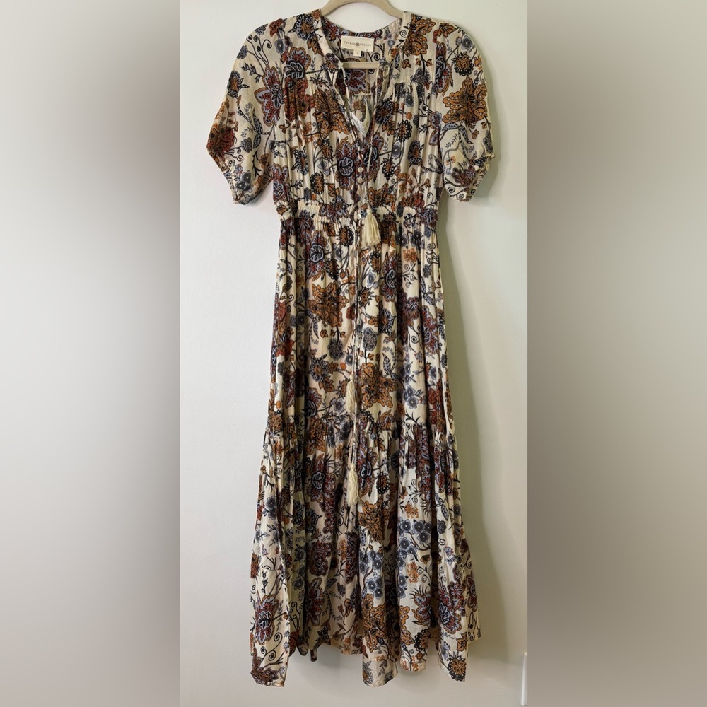 NWT Anthropologie Cotton Chicks Flowy Floral Peasant Sleeve Maxi Dress Small - Picture 3 of 11